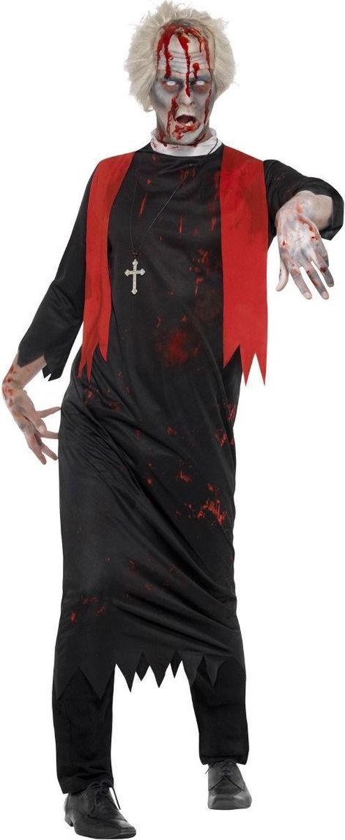 SMIFFYS - Zwart zombie priester kostuum voor mannen - L - Volwassenen kostuums