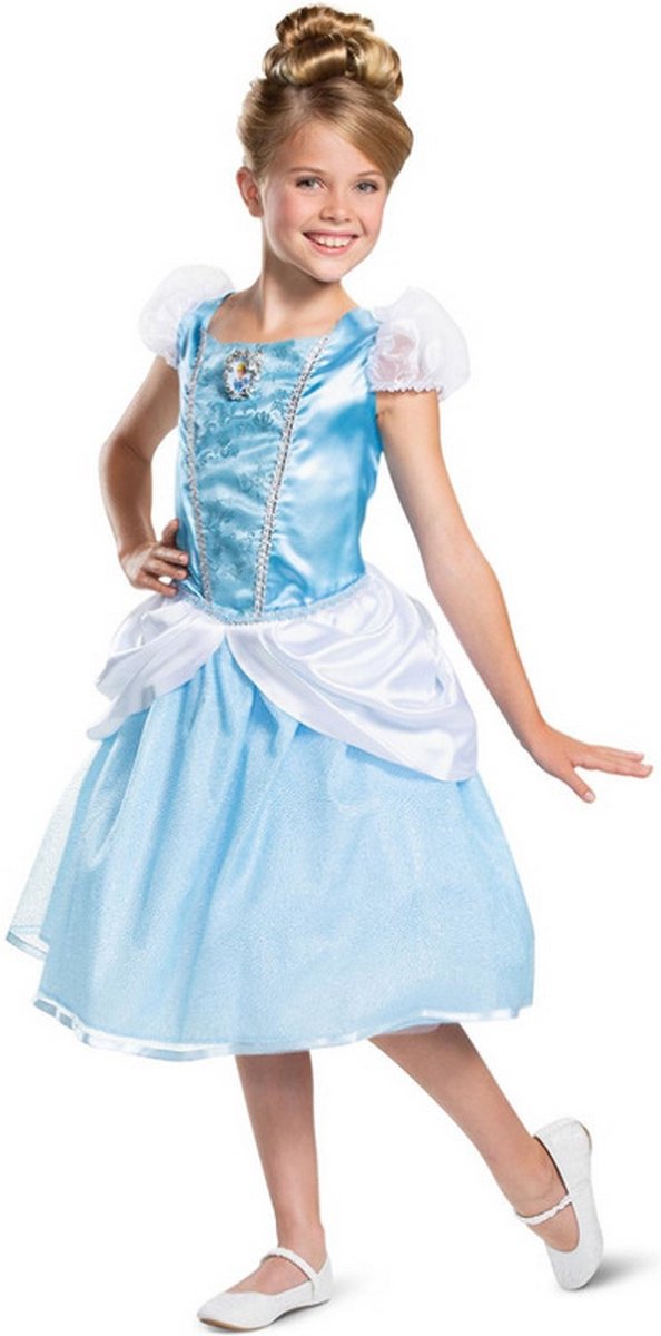 Smiffy's - Assepoester Kostuum - Disney Assepoester Deluxe Blauwe Prinses - Meisje - blauw - Large - Carnavalskleding - Verkleedkleding