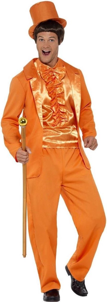 Smiffy's - Feesten & Gelegenheden Kostuum - Knaloranje Feest Smoking - Man - oranje - Large - Carnavalskleding - Verkleedkleding