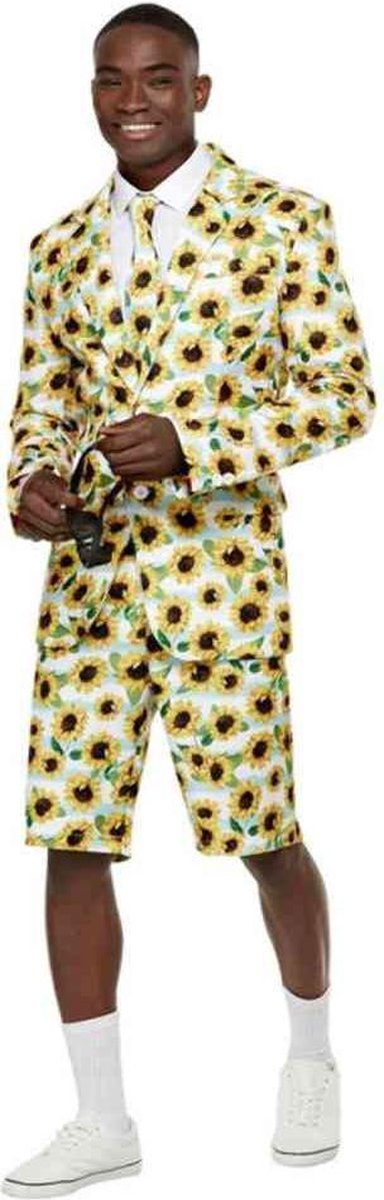 Smiffy's - Natuur Groente & Fruit Kostuum - Zonnige Zonnebloemen Pak Met Shorts Man - geel - Medium - Carnavalskleding - Verkleedkleding