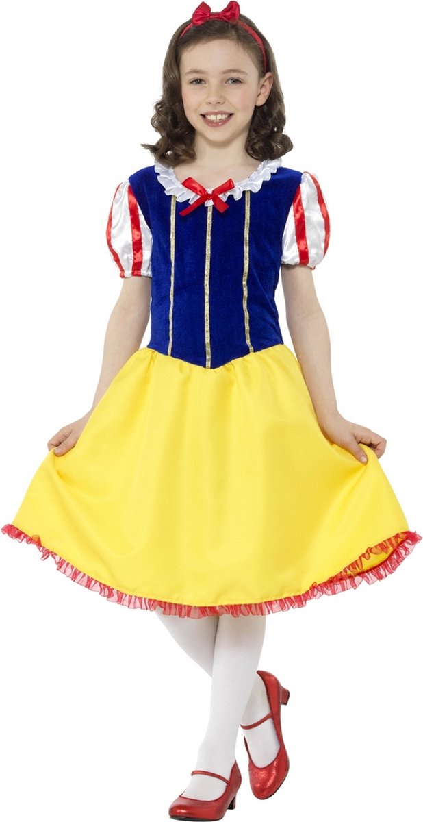 Smiffy's - Sneeuwwitje Kostuum - Eindelijk Wakker Sneeuwwitje - Meisje - blauw,geel - Small - Carnavalskleding - Verkleedkleding