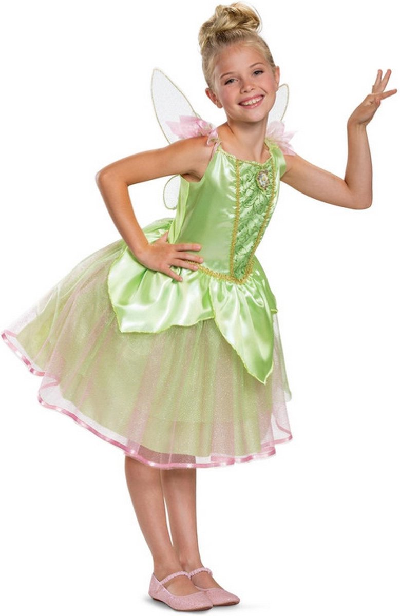 Smiffy's - Tinkerbell Kostuum - Disney Tinker Bell Deluxe Groene Fee - Meisje - groen - Large - Carnavalskleding - Verkleedkleding