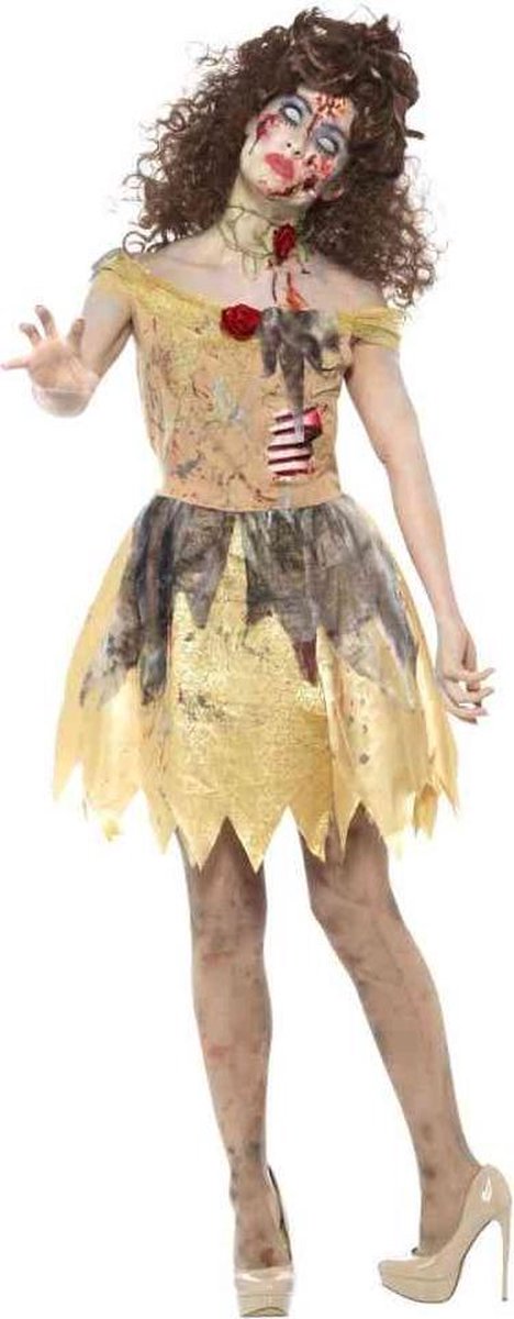 Smiffy's - Zombie Kostuum - Gevallen Gouden Zombie Fee - Vrouw - geel - Large - Halloween - Verkleedkleding