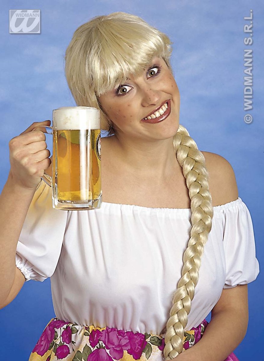 Widmann - Boeren Tirol & Oktoberfest Kostuum - Pruik, Helga - blond - Bierfeest - Verkleedkleding
