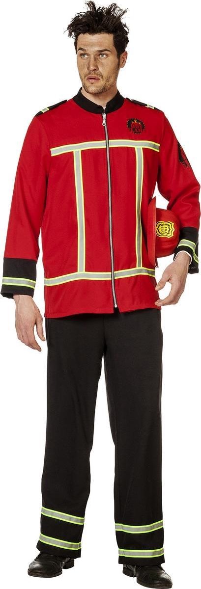 Wilbers & Wilbers - Brandweer Kostuum - Sjonnie Schroei Brandweer Uniform - Man - rood,zwart - Maat 52 - Carnavalskleding - Verkleedkleding
