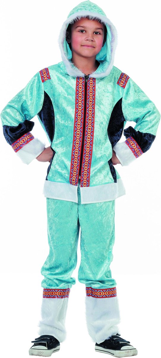 Wilbers & Wilbers - Eskimo Kostuum - Polar Eskimo Blauw - Jongen - blauw - Maat 128 - Carnavalskleding - Verkleedkleding