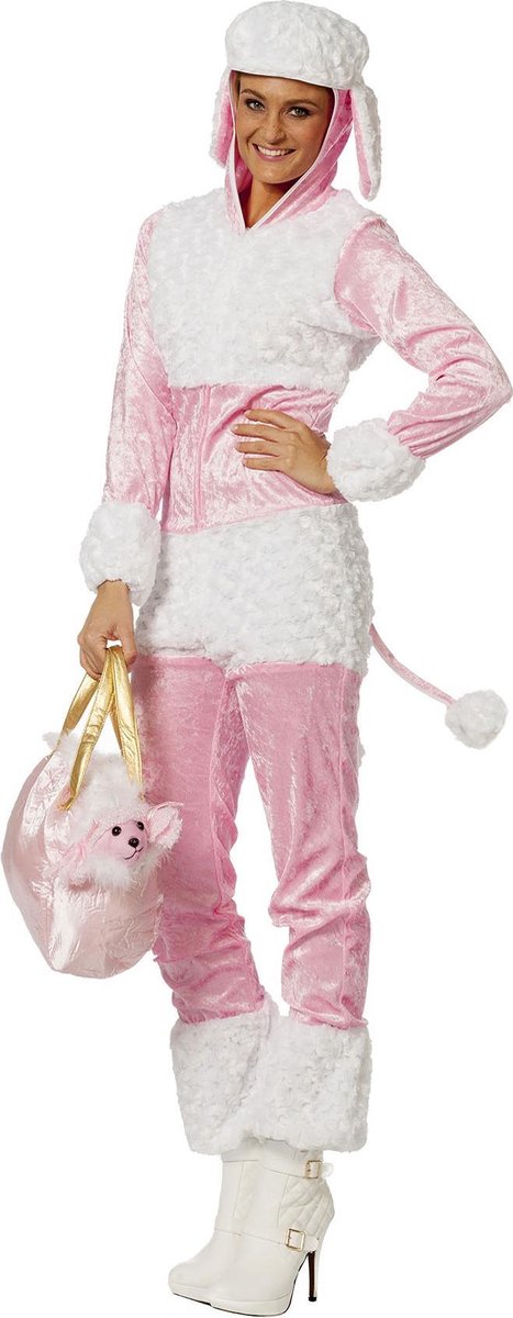 Wilbers & Wilbers - Hond & Dalmatier Kostuum - Poedel Woef Waf - Vrouw - roze - Maat 34 - Carnavalskleding - Verkleedkleding