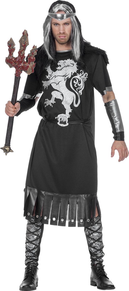 Wilbers & Wilbers - Middeleeuwse & Renaissance Strijders Kostuum - Gladiator Adelias - Man - zwart - Maat 60 - Carnavalskleding - Verkleedkleding