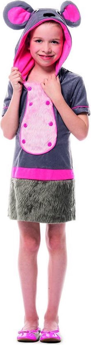 Wilbers & Wilbers - Muis & Rat Kostuum - Opvallende Grijze Muis - Meisje - grijs - Maat 164 - Carnavalskleding - Verkleedkleding