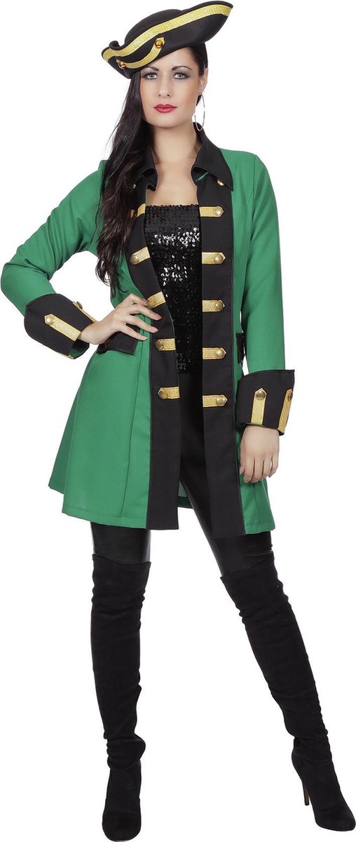 Wilbers & Wilbers - Musketier Kostuum - Groene Garde Vrouw - groen - Maat 36 - Carnavalskleding - Verkleedkleding