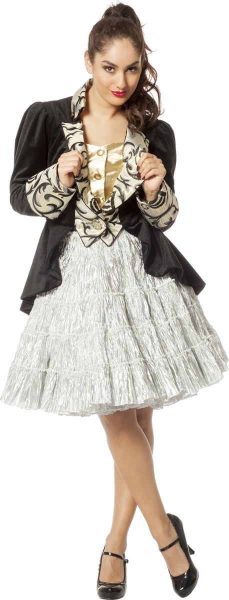 Wilbers & Wilbers -Petticoat Swing Luxe Metallic Zilver - zilver - One Size - Carnavalskleding - Verkleedkleding