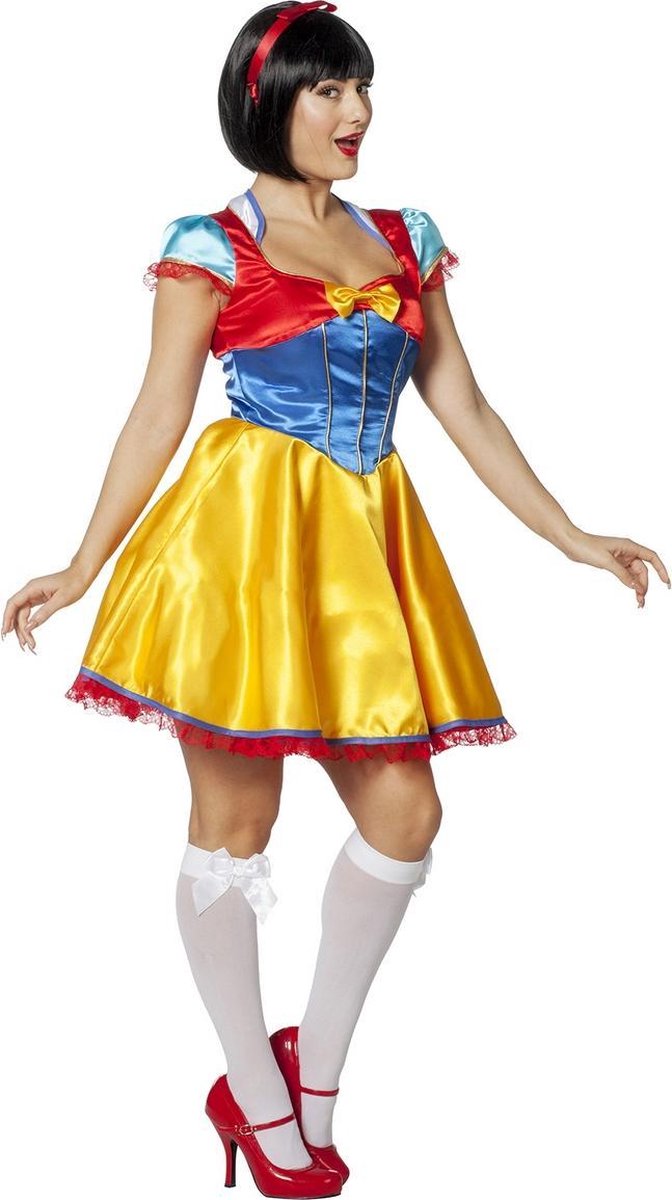 Wilbers & Wilbers - Sneeuwwitje Kostuum - Sprookjesprinses Sneeuwwitje - Vrouw - blauw,rood,geel - Maat 42 - Bierfeest - Verkleedkleding