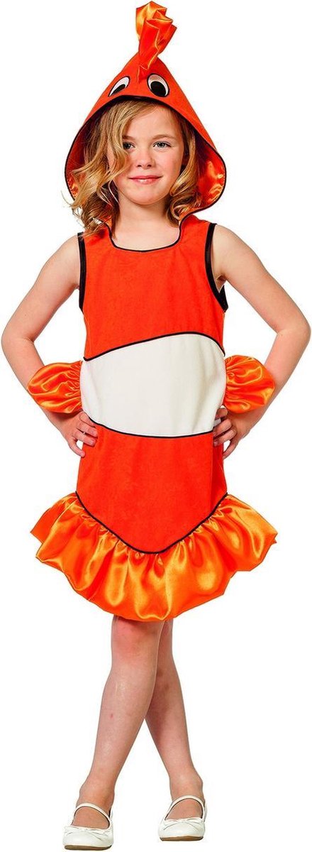 Wilbers & Wilbers -Tropische Clownvis Nemo - Meisje - oranje - Maat 116 - Carnavalskleding - Verkleedkleding