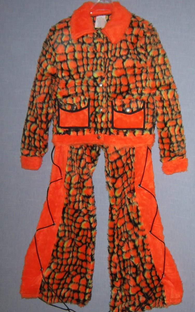 verkleedkleding 1097, krokodillenpak, jasje en broek , volwassenen, oranje, maat 38