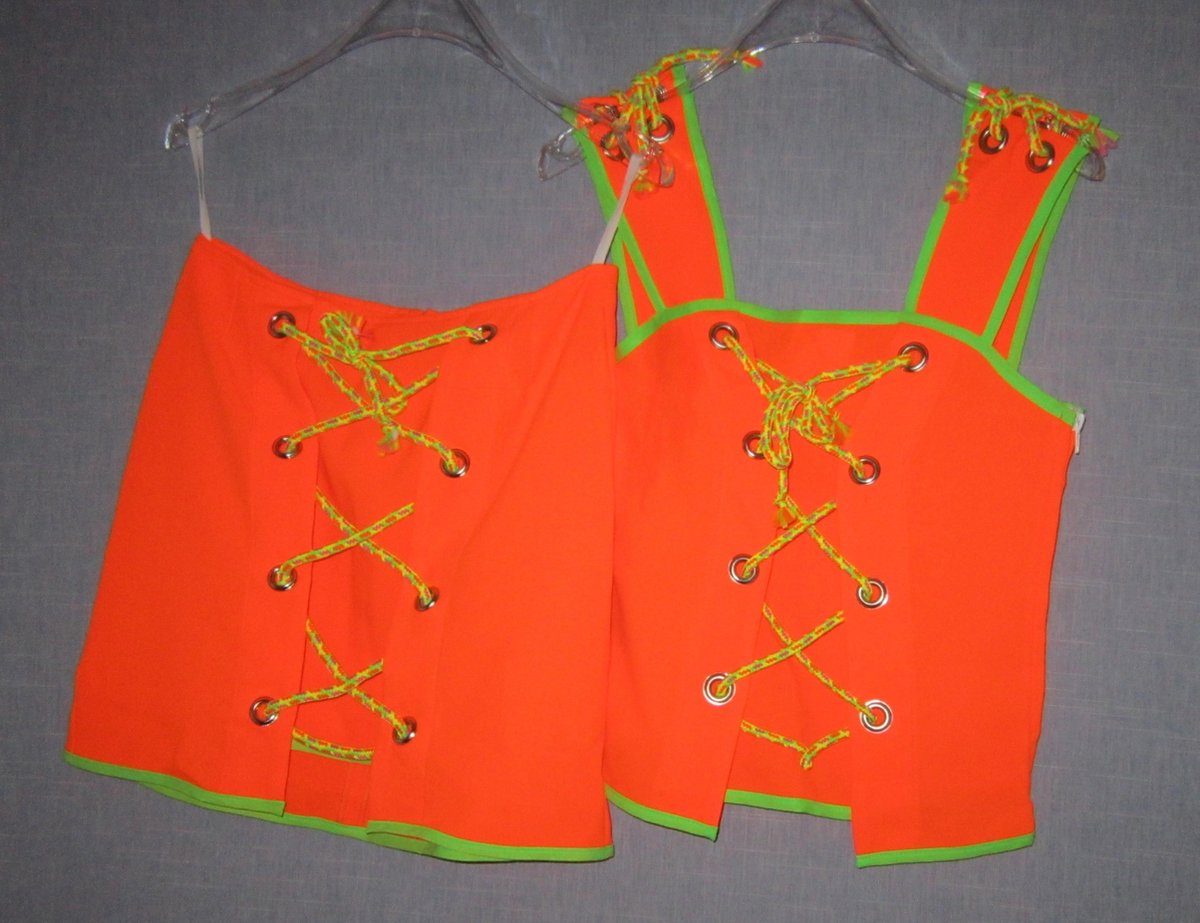 verkleedkleding 1099, moeder en dochter set, volwassenen, neon oranje, maat 36