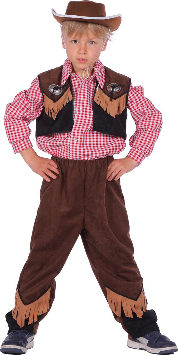 Cowboy outfit jongen bruin/zwart maat 116