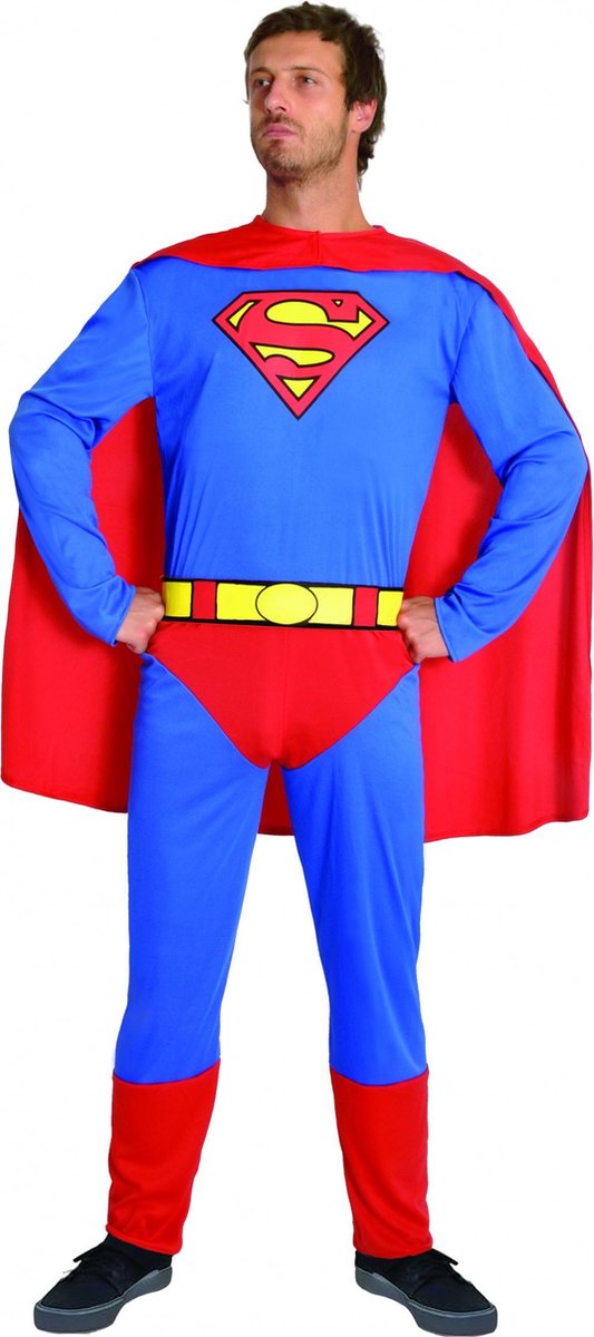 Dc Comics Verkleedpak Superman Heren Polyester Blauw/rood 3-delig Maat Xl