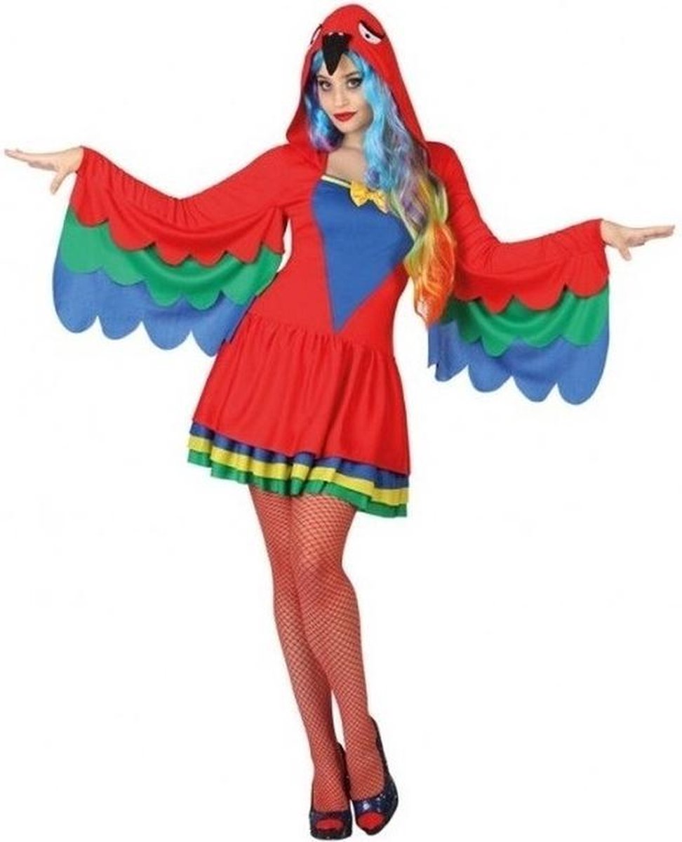 Dieren verkleed jurkje papegaai voor dames XS/S (34-36)