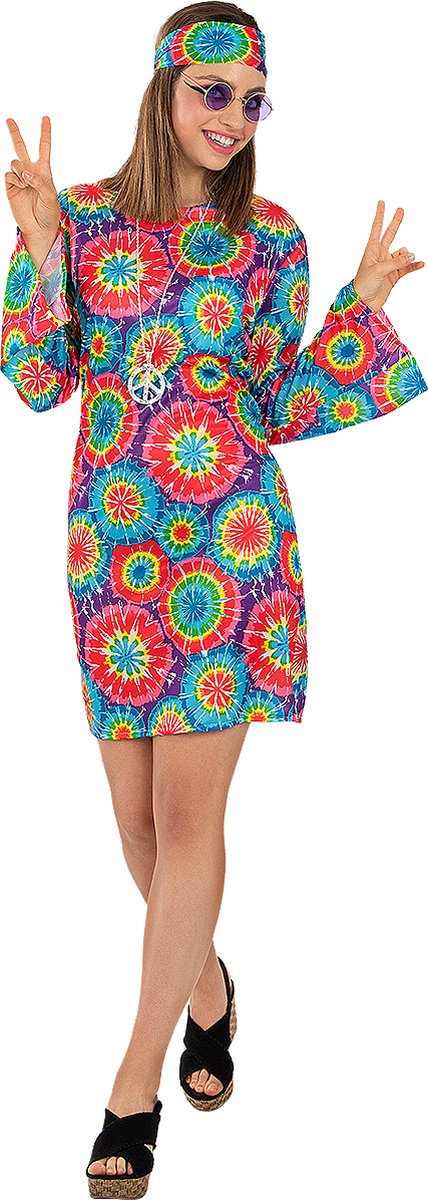 FUNIDELIA 60's Hippie Kostuum Voor voor vrouwen - Maat: L - XL - Geel