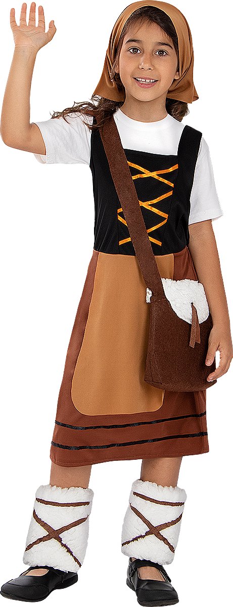 FUNIDELIA Herderin Kostuum Voor voor meisjes - Maat: 135 - 152 cm - Bruin
