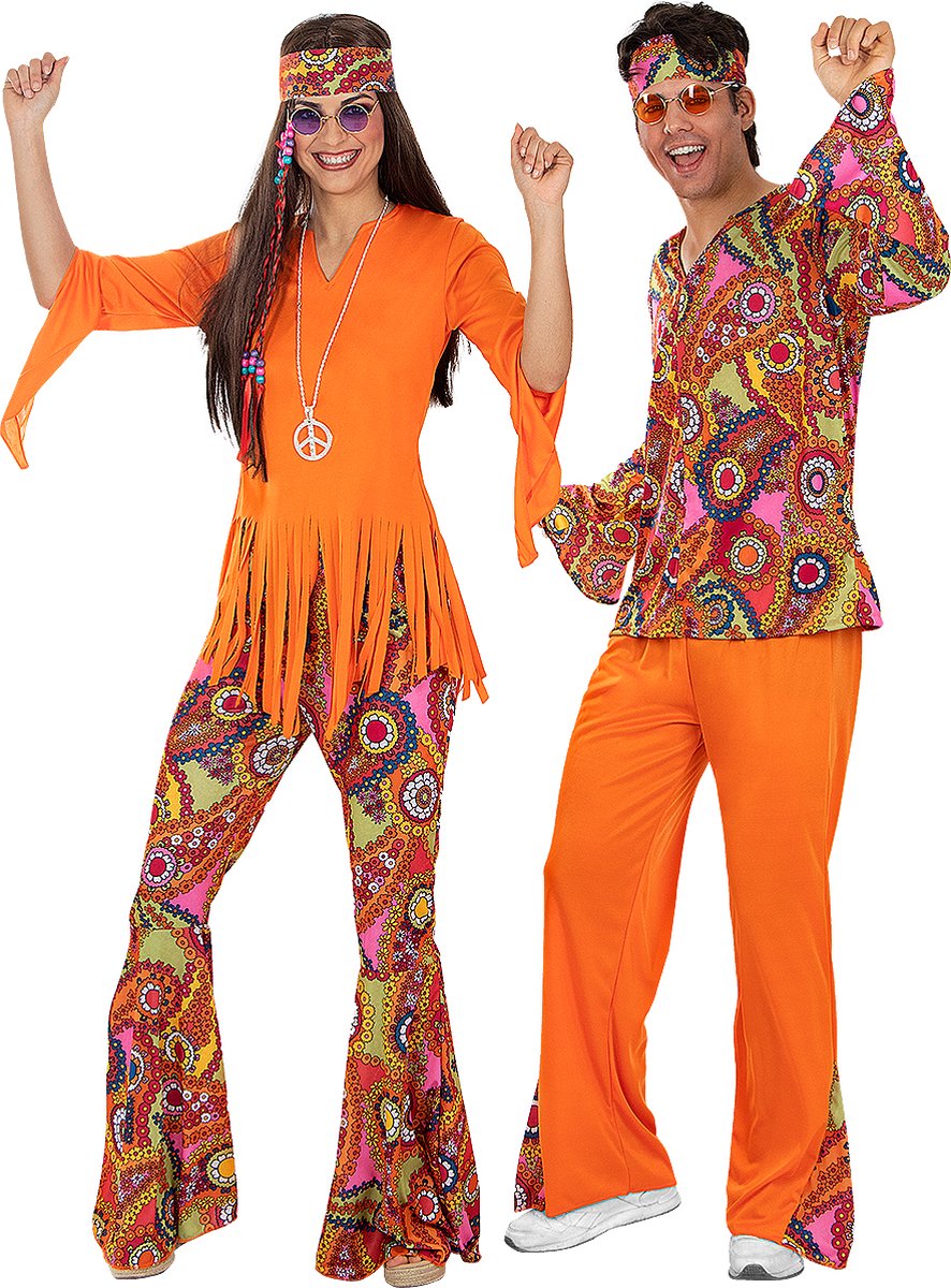 FUNIDELIA Vrolijk Hippie Kostuum Voor voor mannen - Maat: 3XL - Blauw