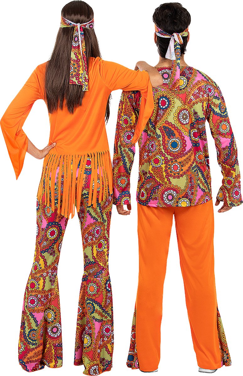 FUNIDELIA Vrolijk Hippie Kostuum Voor voor vrouwen - Maat: XL - Zwart