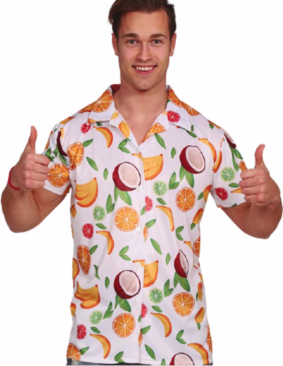 Fiestas Guirca - Hawaii Aloha Shirt Fruit Roze - L