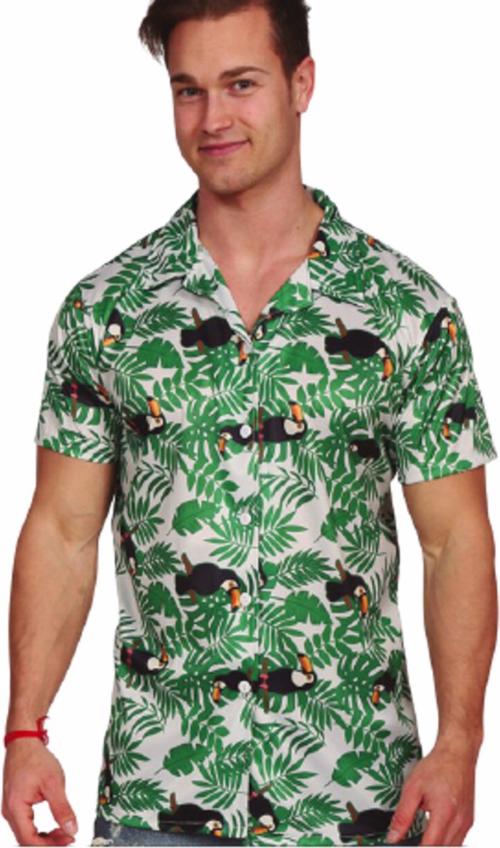 Fiestas Guirca - Hawaii Aloha Shirt Palmbladeren Groen - M