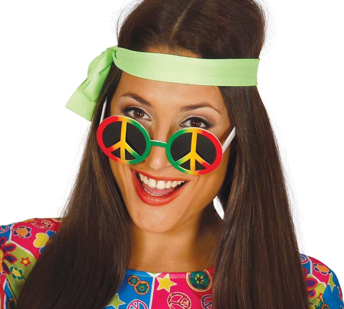Fiestas Guirca - Hippie bril Rood/groen/geel