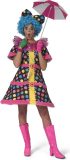 Funny Fashion - Clown & Nar Kostuum - Hotty Dotty Multicolor Regenboog Stippen Clown - Vrouw - Zwart, Multicolor - Maat 44-46 - Carnavalskleding - Verkleedkleding