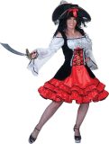 Funny Fashion - Piraat & Viking Kostuum - Piraat Nieuw Amsterdam Jurk Vrouw - Rood - Maat 40-42 - Carnavalskleding - Verkleedkleding