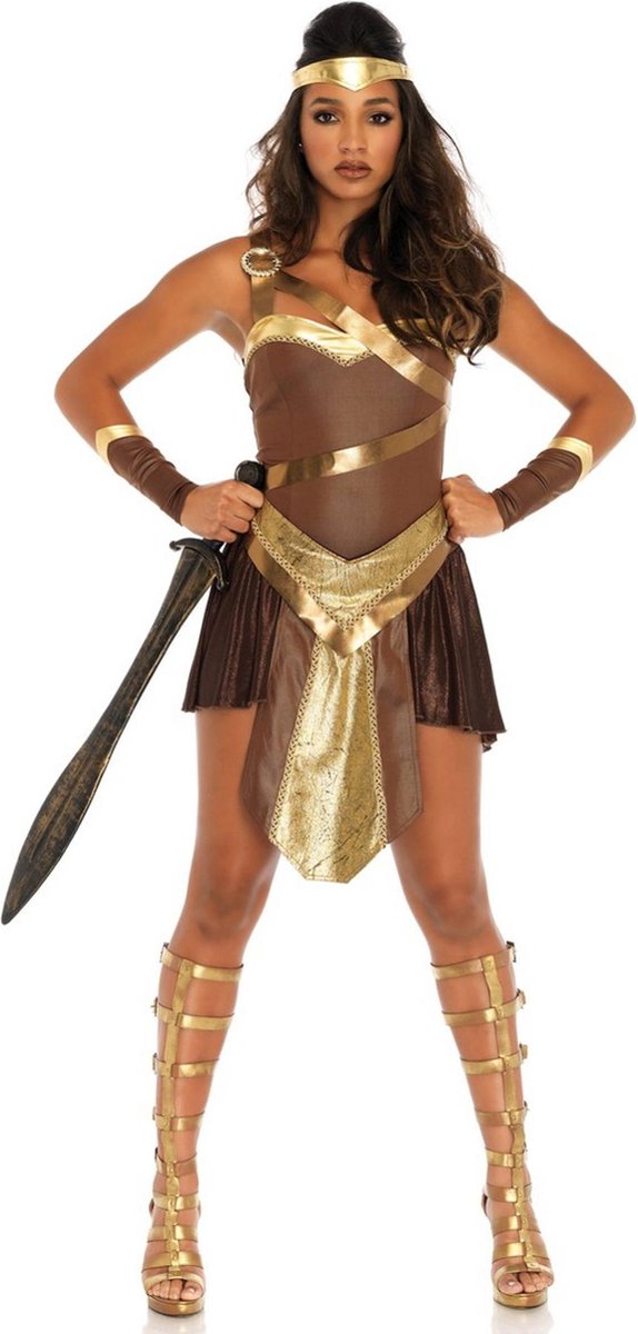 Goudkleurig gladiator strijder kostuum voor vrouwen - Volwassenen kostuums