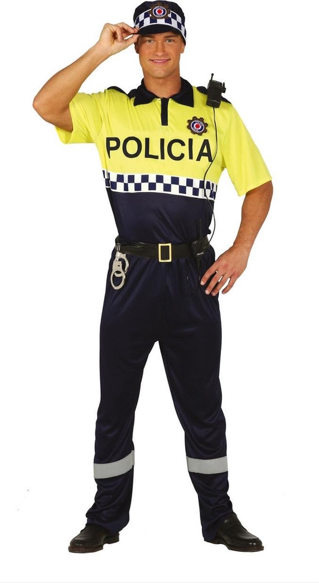 Guirca - Politie & Detective Kostuum - Beste Kameraad Politie - Man - Geel - Maat 48-50 - Carnavalskleding - Verkleedkleding