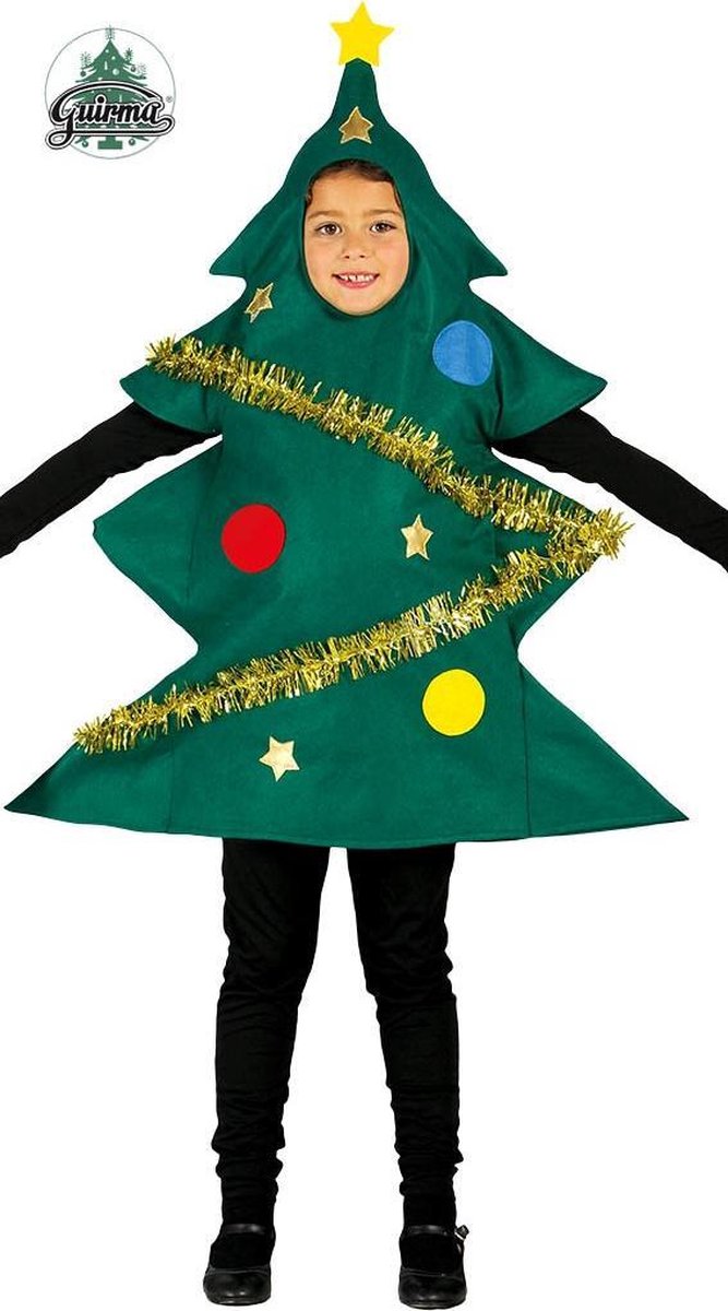 Guirma - Kerst & Oud & Nieuw Kostuum - Kerstboom Sandwichbord Kind Kostuum - Groen - 3 - 4 jaar - Kerst - Verkleedkleding