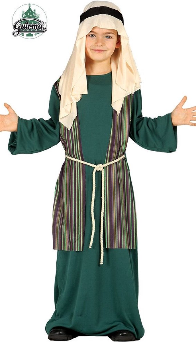Guirma - Middeleeuwen & Renaissance Kostuum - Herder Uit Jeruzalem Groen - Jongen - Groen - 10 - 12 jaar - Kerst - Verkleedkleding