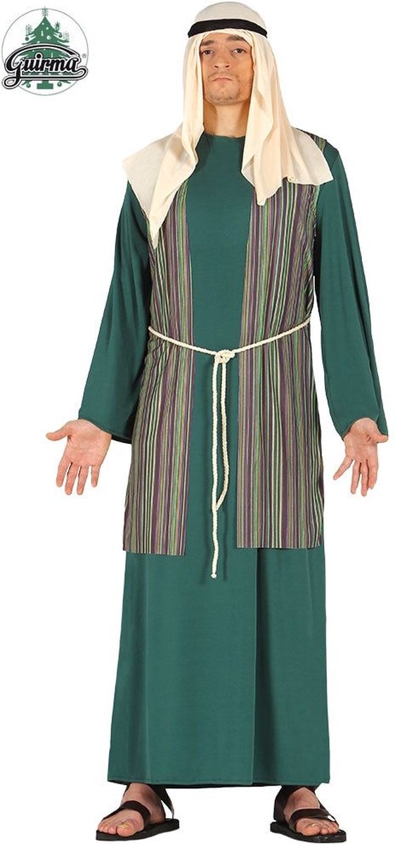 Guirma - Middeleeuwen & Renaissance Kostuum - Herder Uit Jeruzalem Groen - Man - Groen - Maat 52-54 - Carnavalskleding - Verkleedkleding