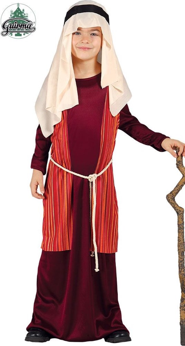 Guirma - Middeleeuwen & Renaissance Kostuum - Herder Uit Jeruzalem Rood - Jongen - Rood - 10 - 12 jaar - Kerst - Verkleedkleding