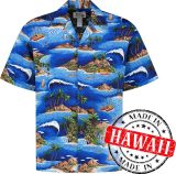 Hawaii Blouse - Shirt - Hemd "Varen Rond Hawaii" - 100% Katoen - Aloha Shirt - Heren - Made in Hawaii Maat S