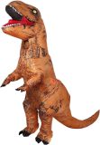 KIMU® Opblaasbaar T-rex kostuum bruin - opblaaspak dino kostuum dinosaurus dinopak trex - opblaasbare mascotte