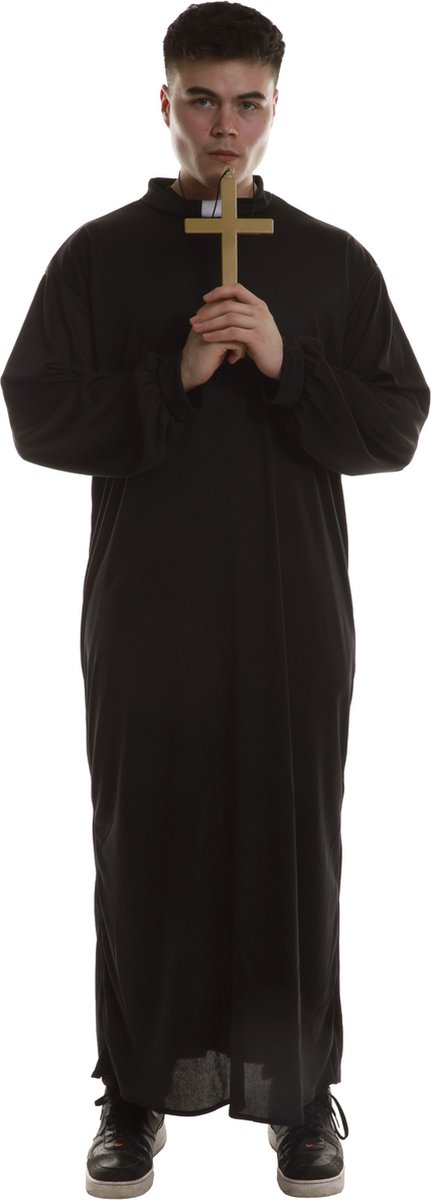 Karnival Costumes Halloween Priester Kostuum Heren 2-Delig Tuniek + Kruis Carnavalskleding Heren Halloween Kostuum Volwassenen Verkleedkleding Volwassenen - Polyester - Maat XL