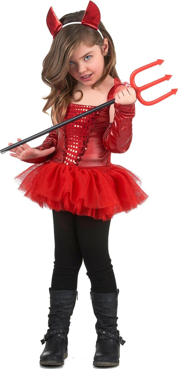 LUCIDA - Rood duivel kostuum voor meisjes - L 128/140 (10-12 jaar)