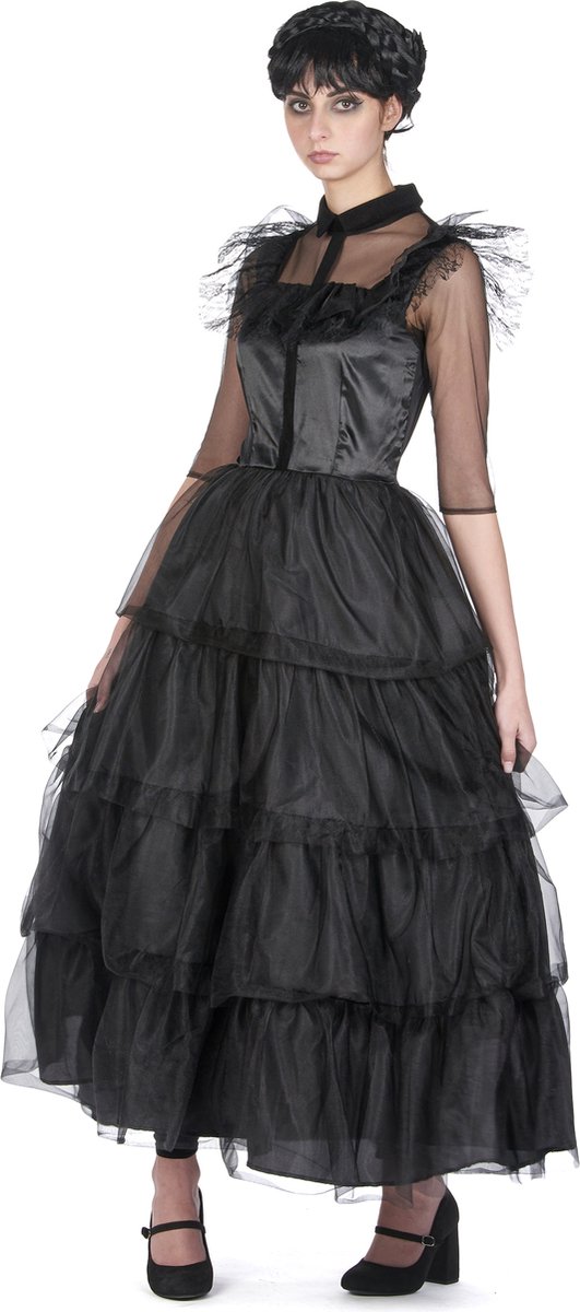 LUCIDA - Zwarte gothic baljurk kostuum voor meisjes - L