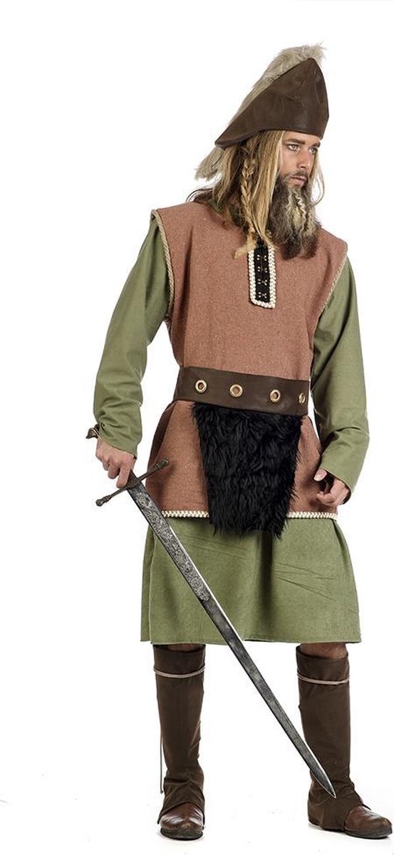 Limit - Piraat & Viking Kostuum - Keltische Strijder Keegan Knight - Man - Rood, Groen - Maat 60 - Carnavalskleding - Verkleedkleding