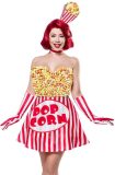 Mask Paradise Kostuum -S- Popcorn Girl Rood/Wit