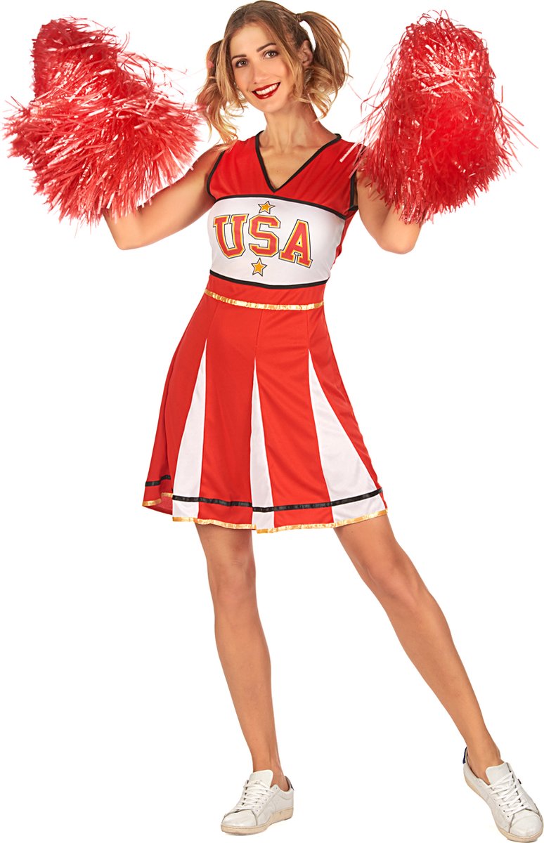 NINGBO PARTY SUPPLIES - Cheerleader USA kostuum in rood voor vrouwen - L