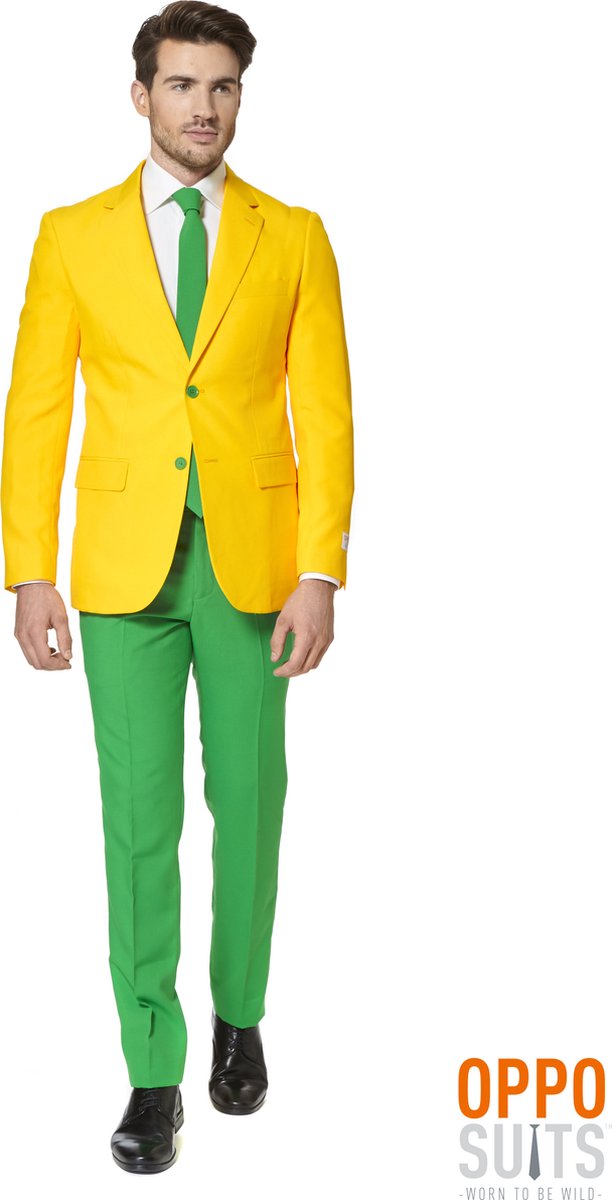 OppoSuits | Green and Gold | Mannen Kostuum | Meerkleurig | Carnaval | Maat 60
