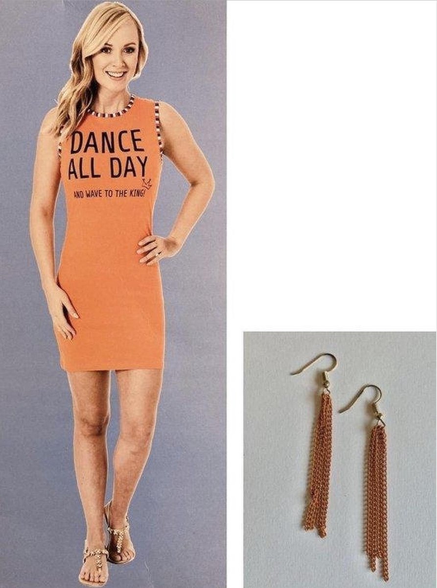 Oranje jurk dames | Maat L | Oranjejurkje | Met gratis oorbellen | Koningsdag
