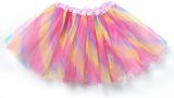 Regenboog tutu rok lichtroze - maat M-L - eenhoorn unicorn gekleurde tule rokje petticoat