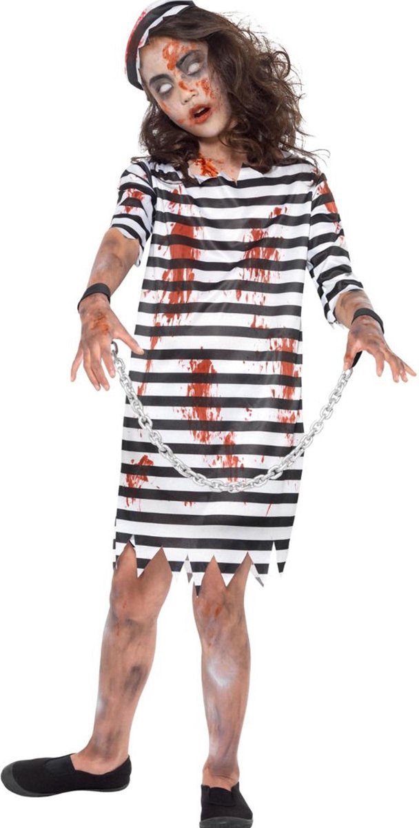 SMIFFYS - Bloederig zombie gevangene kostuum voor meisjes - 116/128 (4-6 jaar) - Kinderkostuums