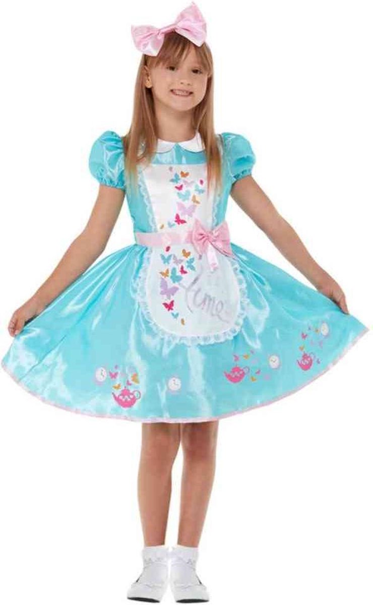Smiffy's - Alice In Wonderland Kostuum - Wonderland Sprookjes Jurk Meisje - Blauw - Large - Carnavalskleding - Verkleedkleding